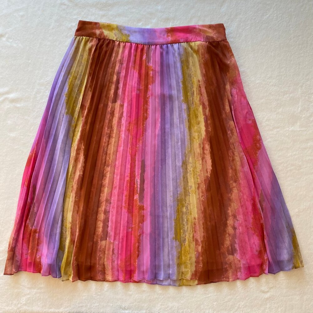 Nine West Pleated Maxi Skirt Multi-Color Size XL